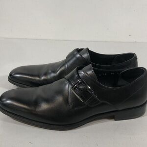 Men’s Salvatore Ferragamo Black Leather Monk Strap Oxfords Size 9.5D